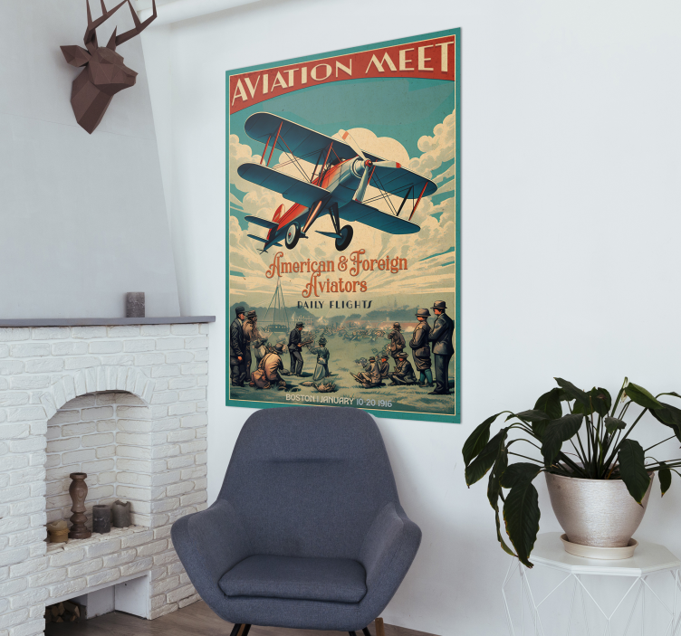 Aviation meet vintage poster - TenStickers