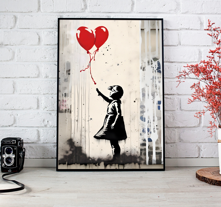 Girl with balloons walll art poster - TenStickers