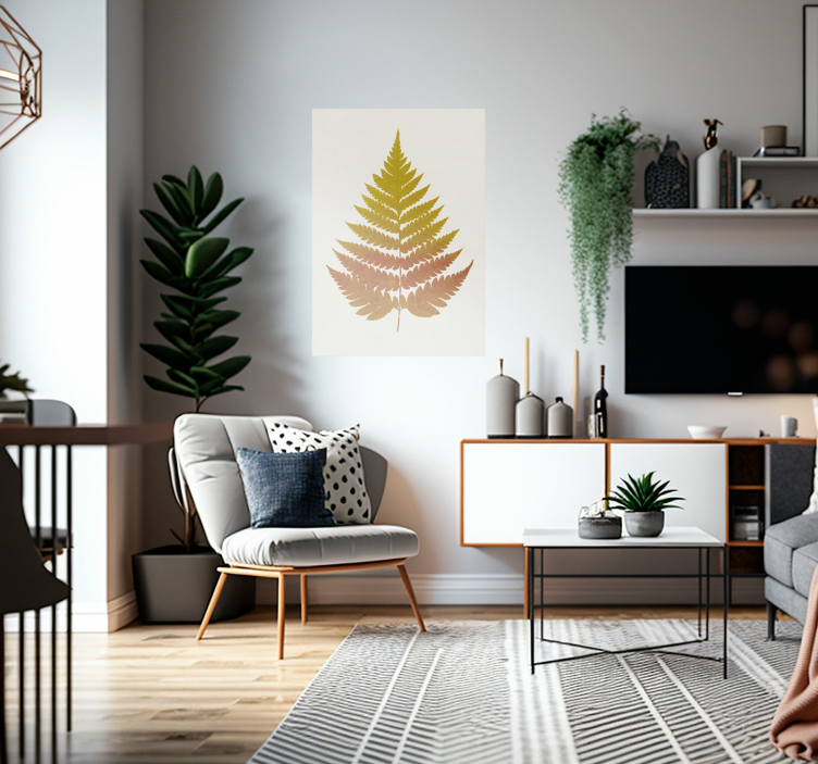 Golden Fern Leaf Poster Wall - TenStickers