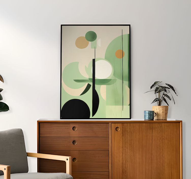 Green figures abstract poster - TenStickers