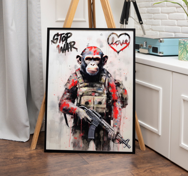 Soldier monkey art poster - TenStickers