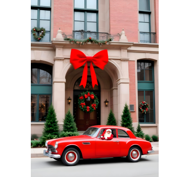 Car in the winter christmas poster - TenStickers