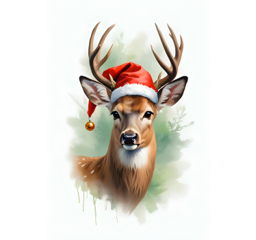 Santa reindeer christmas poster - TenStickers