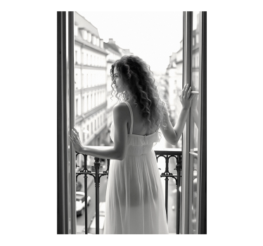 Lady in a morning photo realistic poster - TenStickers