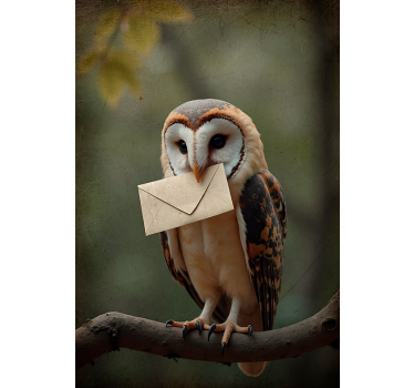 Owl with a letter photo realistic poster - TenStickers