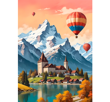 Stadt "Chateau D'Oex" landscape poster - TenStickers
