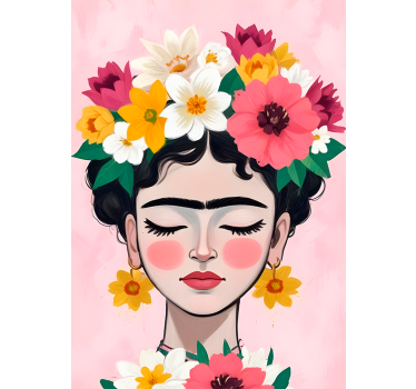 Flower hat Frida art poster - TenStickers