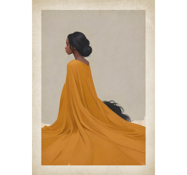Lady in orange dress art poster - TenStickers