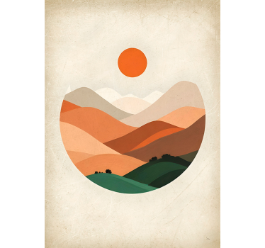 Sun over the mountains abstract poster - TenStickers