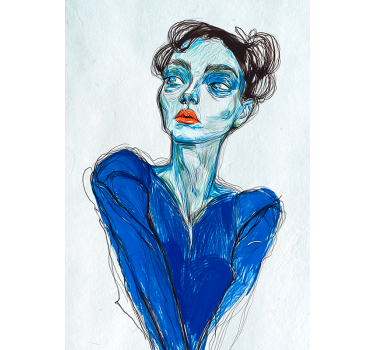 Lady in blue custome artistic drawing poster - TenStickers