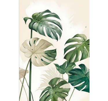 Monstera leafs artistic drawing poster - TenStickers