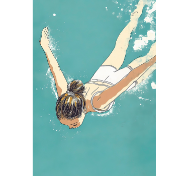 Swimmer artistic drawing poster - TenStickers