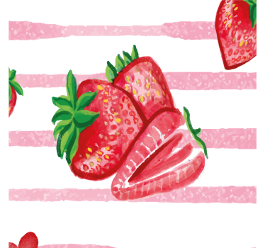Kitchen poster seamless strawberries on striped background - TenStickers