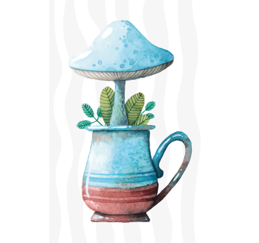 Cute mushroom design in cup kitchen poster - TenStickers