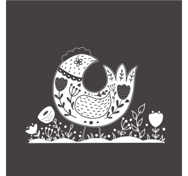 Kitchen poster proud chickens with polish flower design - TenStickers