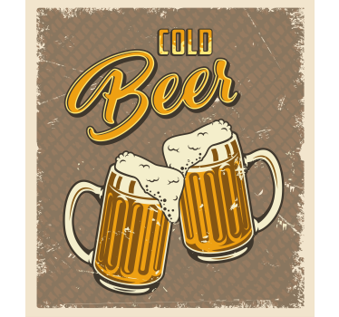 Kitchen poster cold beer vintage distressed design - TenStickers