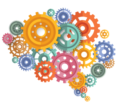 Office poster brain coloured cogs - TenStickers
