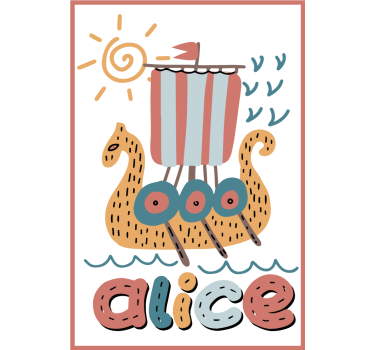 Viking ship personalized poster for teenager - TenStickers