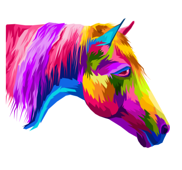 Living room poster multicolor horses - TenStickers