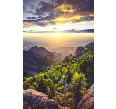 Living room poster sunrise over the mountain - TenStickers