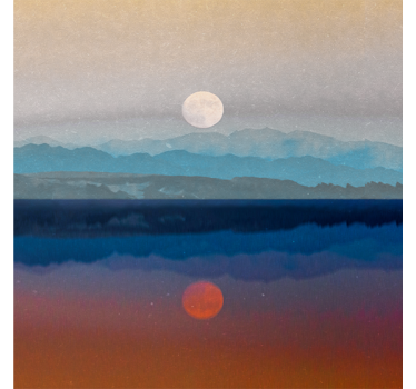 Living room poster beautiful moon space design - TenStickers