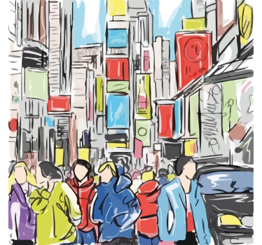 Living room poster modern new york characters - TenStickers