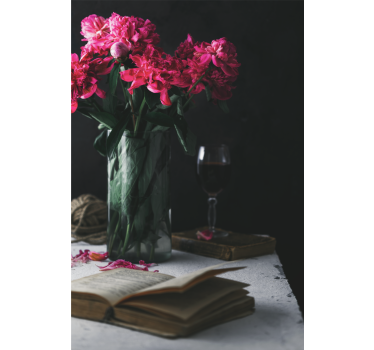 Living room poster wine glass and vase art print - TenStickers