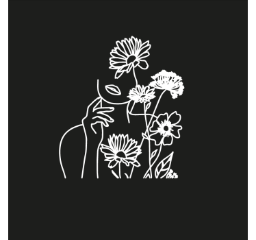Living room poster woman and sunflowers minimalist design - TenStickers