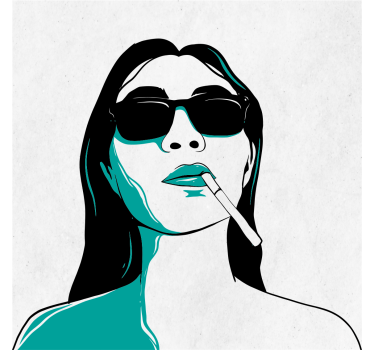 Living room poster of a woman smoking - TenStickers
