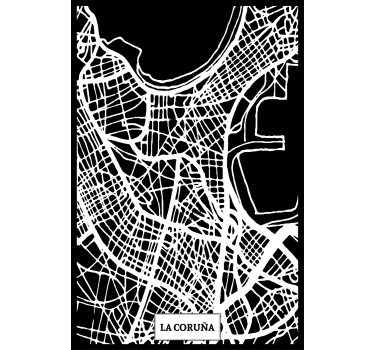 Living room poster topographic map coruña - TenStickers
