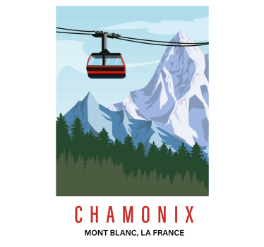 Living room poster chamonix mountain view - TenStickers