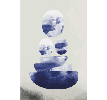 Living room poster blue balance shapes - TenStickers