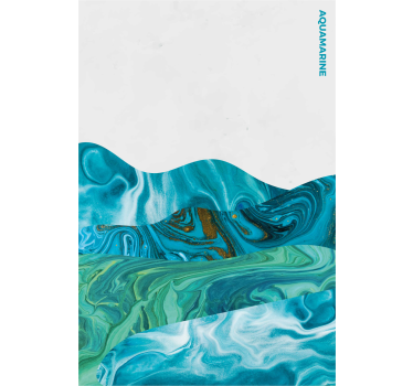 Living room poster aquamarine curve lines - TenStickers