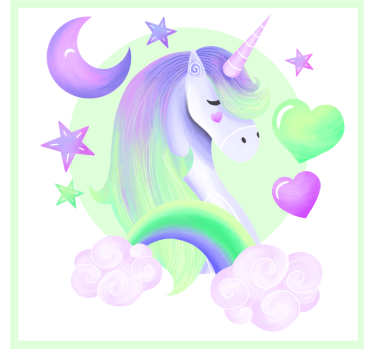 Nursery poster blue and green unicorn - TenStickers