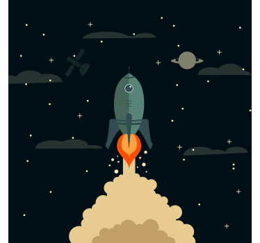 Nursery poster of a cartoon rocket launching to space - TenStickers