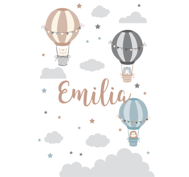 Nursery poster with pastel balloons and clouds - TenStickers