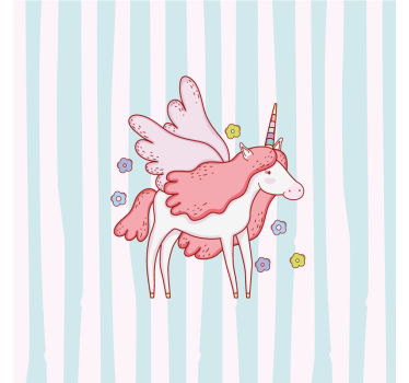 Nursery poster with unicorns, wings, and flowers - TenStickers