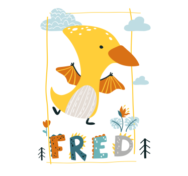 Nursery poster infant yellow pterosaur - TenStickers