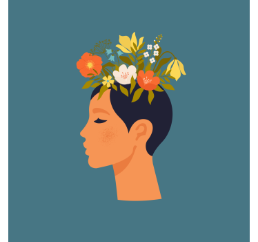 Flower poster abstract woman on blue background - TenStickers