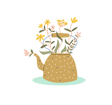 Flower poster with abstract watering can design - TenStickers