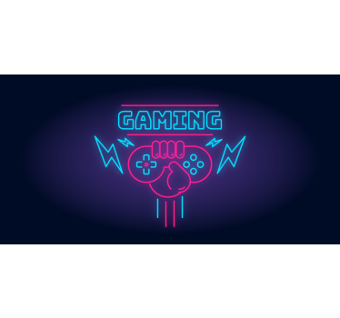 Video game poster featuring neon lights logo - TenStickers