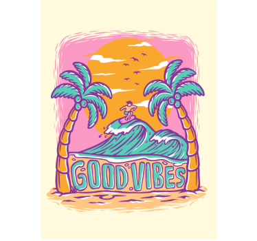 Good vibes surf poster for teenager - TenStickers