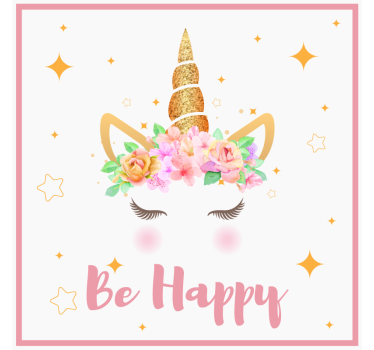 Poster for teenager unicorns phrase be happy - TenStickers