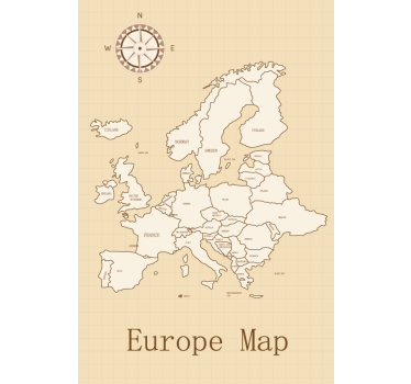 Map poster of europe on beige background - TenStickers