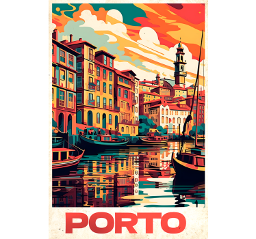 Oporto vintage city poster - TenStickers