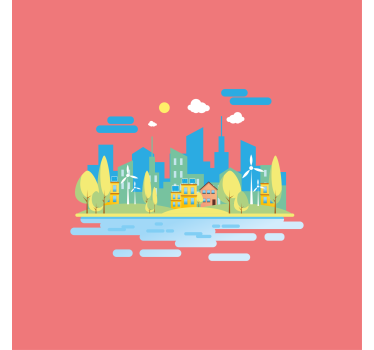 City poster of contemporary urban scenery - TenStickers