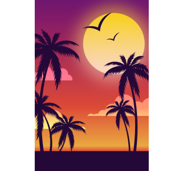 Landscape poster 70's sunset vertical - TenStickers