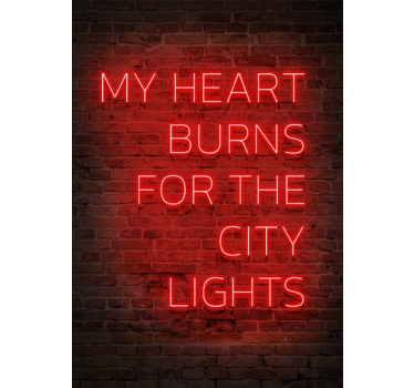 City lights neon quote poster - TenStickers