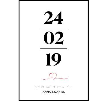 coordinates of love customisable poster - TenStickers