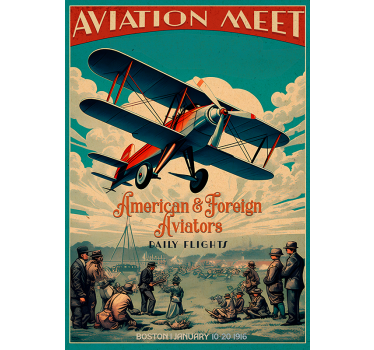 Aviation meet vintage poster - TenStickers